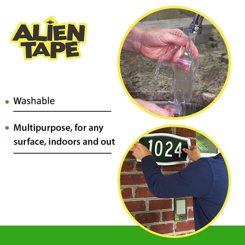 ALIEN TAPE شريط لاصق مزدوج الجوانب عالي التحمل، شريط نانو، شريط لاصق شفاف للأقدام لتزيين الجدران بالصور كما هو معروض على التلفاز، (لفة واحدة - 10 أقدام) - Image 2